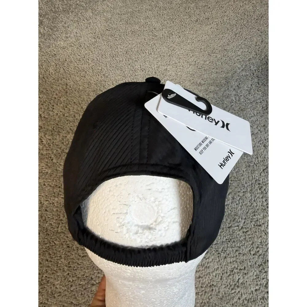 Hurley Hat Cap Strap Back Mens One Size Black Moisture Wicking Polyester